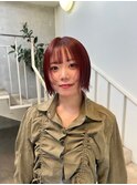 ☆韓国レイヤーカットブリーチなしボルドーチェリーカシスレッド