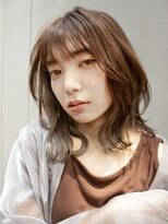ヘアーロギア 栄店(hair LOGiA) 前髪 ピンクベージュ インナーグレージュウルフ