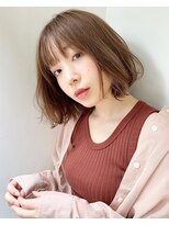 リノ 吉祥寺(Lino kichijoji)&nbsp;ゆる巻したシンプルボブ×薄めぱっつんバング