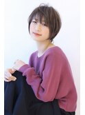 ローライトアッシュブラウン大人かわいい小顔ワンサイドショート