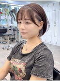 イヤリングカラーボブインナーカラーぱつっとボブ