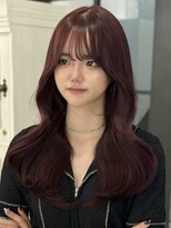 【kumu】韓国風/レイヤーカット/ロング/艶感/ワインレッド