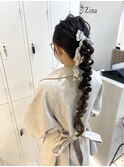編み下ろしヘアアレンジ/ヘアアレンジ/結婚式ヘア/韓国ヘア