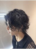 スタイリング簡単♪ミディアムセンターパート＊メンズパーマ