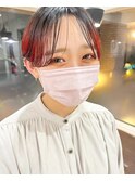デザインカラー前髪あり小顔愛されマッシュショート