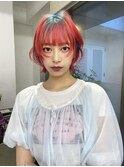 ブルー×ネオンピンクのウルフ