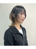ミディアムウルフ　ダブルカラー　ブリーチ　レイヤー