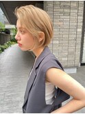 海外シティガールヘア ハイトーンシアベージュショートボブ t616