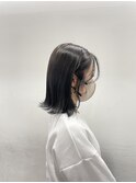 【湯田】黒髪ネイビーベージュ外ハネボブ