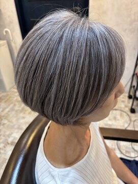 シンミシエル 京都北野白梅町(shinmiciel) ナチュラルボブ前髪ありイメチェン30代40代50代60代ショート