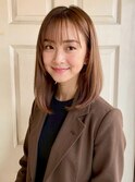 小顔/シースルーバング/オレンジベージュ/ミルクティーベージュ