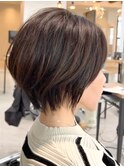 ショートボブ/韓国丸みショートカット脱白髪染め東静岡草薙