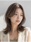 ミディアムレイヤー　白髪ぼかし　ハイライト　40代50代60代