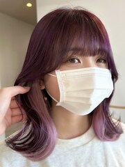 purple × white pink【ブリーチオンカラー】