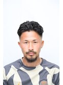 メンズオールバックパーマスキンフェードビジカジ