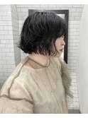 切りっぱなしボブ× ゆるふわパーマ