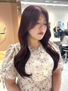 グロー 大宮(GLROW) 韓国　レイヤーカット　顔まわりカット　レッドブラウン