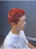 ビジネスベリーショート ブリーチオンカラー 赤髪ボウズ