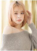 ハイトーンカラー透明感外国人風金髪ボブA0戸田公園20代30代
