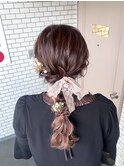 編みおろし リボンアレンジ 参列ヘア イベントヘア ライブヘア