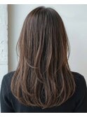透明感◎暗髪アッシュブラウン×うる艶ロング小顔レイヤー