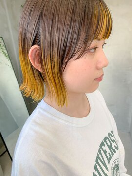 テトヘアー(teto hair) イエローカラー、グラデーション、バレイヤージュ、外はねボブ