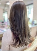 大人可愛いブリーチなしオリーブグレージュ透明感美肌