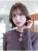 20代30代大人かわいい/シルキーベージュ/ストレートボブ/前髪