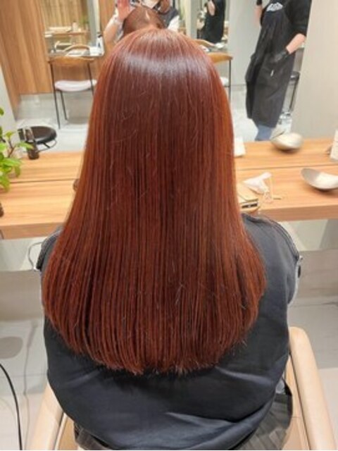 【森千晶】艶髪オレンジブラウン/ストレートロング/暖色カラー