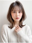 こなれミディ愛されナチュラルカール艶感前髪エアリーカール