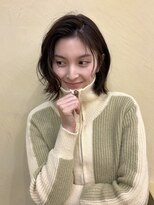 スニュウ(snuw)&nbsp;切りっぱなしボブ小顔カットグレージュミルクティ