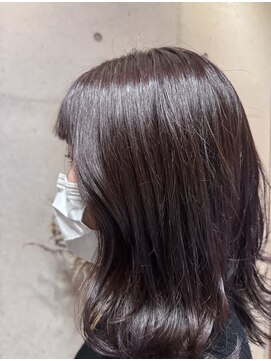 アチーブ ヘア デザイン(achieve hair design) ナチュラルダークブラウンカラー×大人可愛いオン眉前髪ミディ