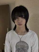 センターパート×シャギーウルフでモードな仕上がり[栄/矢場町/理容室/ウルフ/ニュアンスパーマ/韓国]