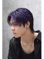 メンズオルズ 渋谷(MEN'S ALLZ)&nbsp;パープルハイライトカラーセンターパートウルフフェザーパーマ