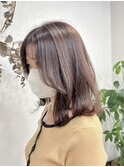 韓国風イメチェングレーベージュくびれミディ似合わせカット