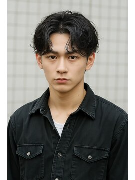 ★センターパート×ニュアンスパーマ風ショート