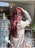 〇チェリーレッド ブリーチなし 赤髪 韓国ヘア ピンクラベンダー