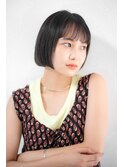 シンプルかわいい眉バング×顎ラインボブ