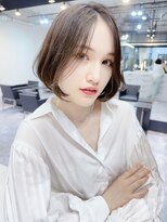 ファンナギンザ(FaNNa ginza) ブリーチなし透明感グレージュ大人ボブ/ボブパーマ前髪パーマ/