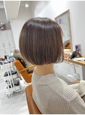 ハッシュカットフルバング似合わせカットレッドブラウン