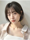 耳掛けボブ#黒髪#ボブルフ#小顔#ネビージュ#ワンレン