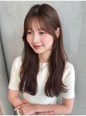 シースルーぱっつん前髪 小顔 ワンカール 髪質改善 韓国 新宿