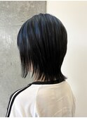 ハイトーン切りっぱなしショートボブミルクティーピンクベージュ