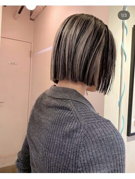 ルーム(Loom.) デザインカラーコントラストハイライト切りっぱなしロング