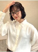ウェーブ巻きアレンジ ミニボブ 暗髪カラー【鹿児島中央駅】