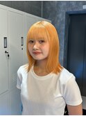 オレンジカラー/ハイトーン/外はねボブ
