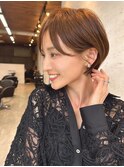 ナチュラルボブ前髪ありイメチェン20代30代40代ショートボブ