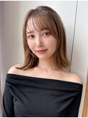 大人ボブ/外はねボブ/オリーブベージュ/透明感カラー