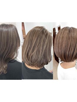 白髪ぼかしハイライト×白髪がムラなく染まる明るめカラー☆人気の水素カラーも◎［相模大野/相模大野駅］