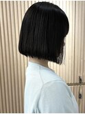 地毛風ストレートパーマ　切りっぱなしボブ